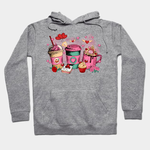 Valentine Cup with Valentine Cakes Hoodie by minario